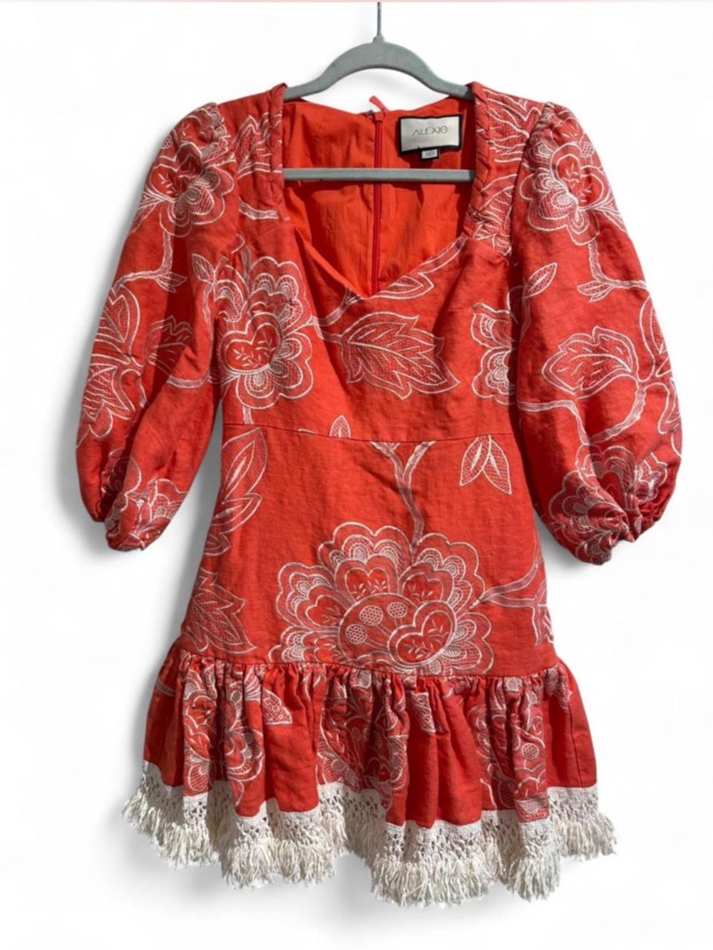 Alexis Coral Floral Puff Sleeve Mini Dress